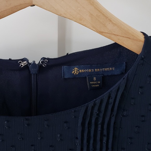 Brooks Brothers Dress Womens 8 Navy Blue Swiss Dot - Picture 4 of 7